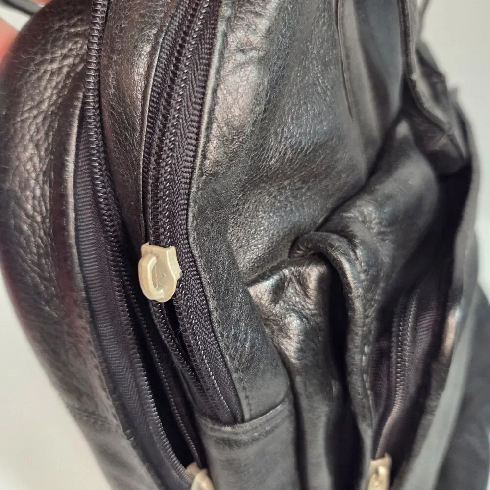 Vintage Wilsons Leather Pelle Studio Black Convertible Laptop Backpack Briefcase
